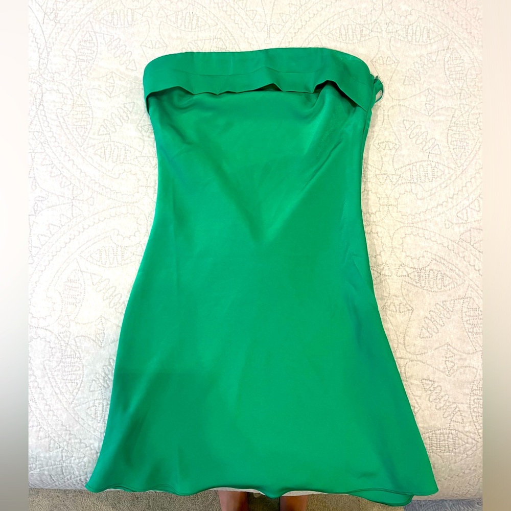 The cutest Kelly green satin dress! Super comfortable and NEVER been worn!